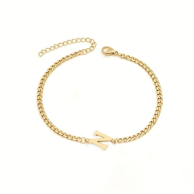 Initial Letter Curb Chain Bracelet