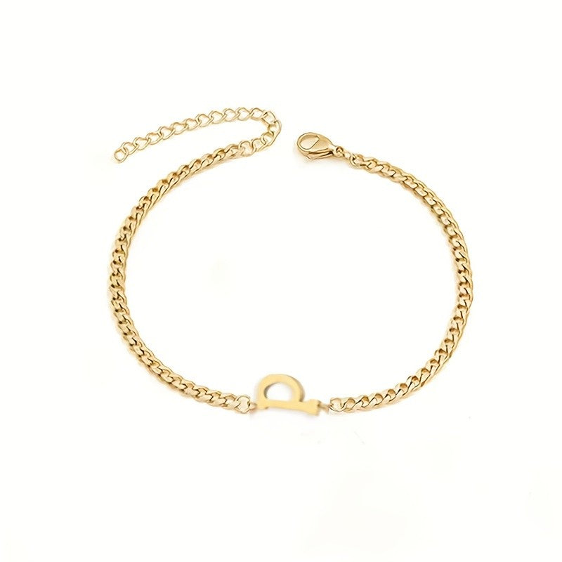Initial Letter Curb Chain Bracelet