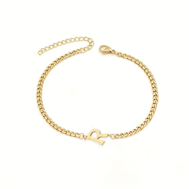 Initial Letter Curb Chain Bracelet