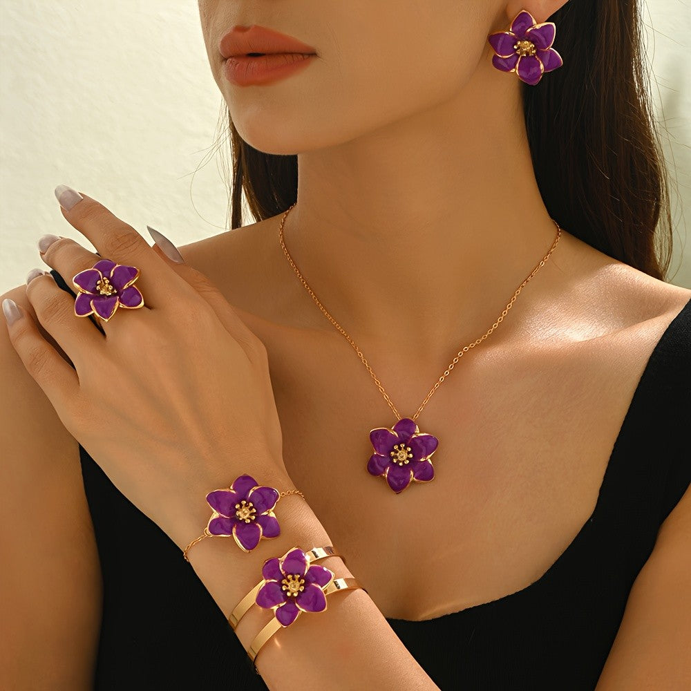 Green Flower Jewelry Set