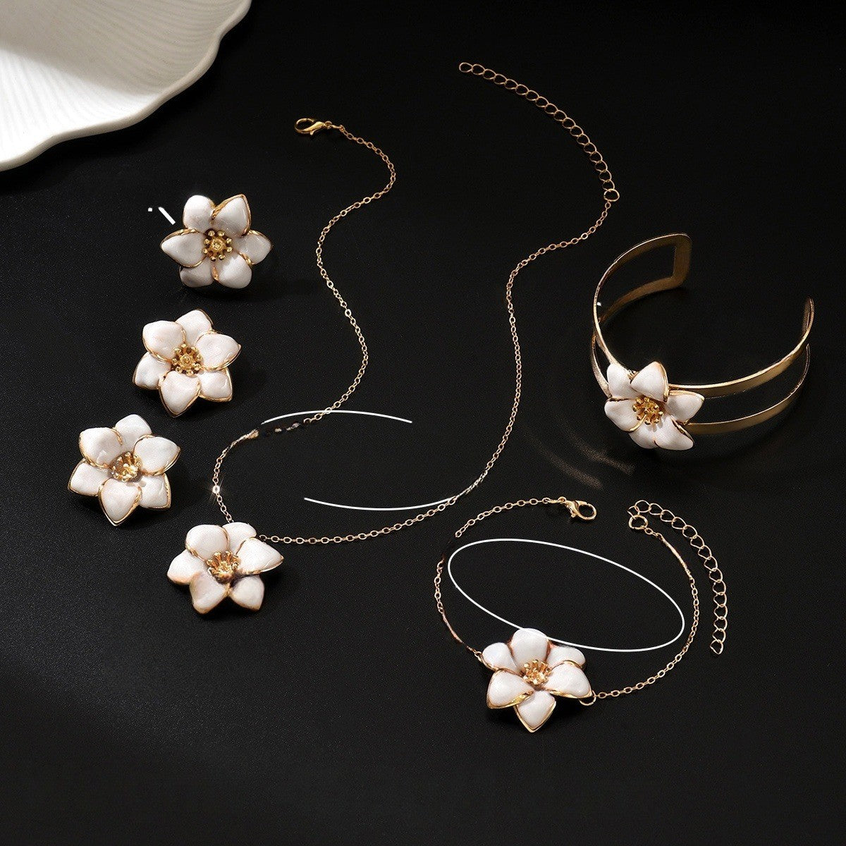 Green Flower Jewelry Set