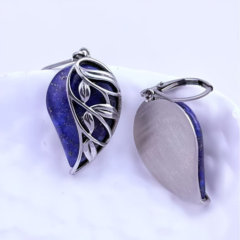 Lapis Lazuli Vine Leaf Drop Earrings