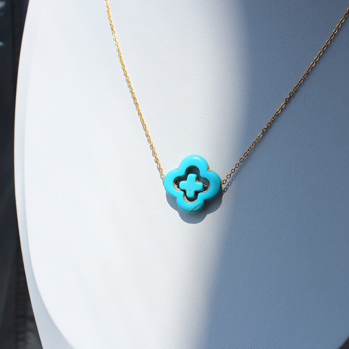 Turquoise Cross Clover Necklace