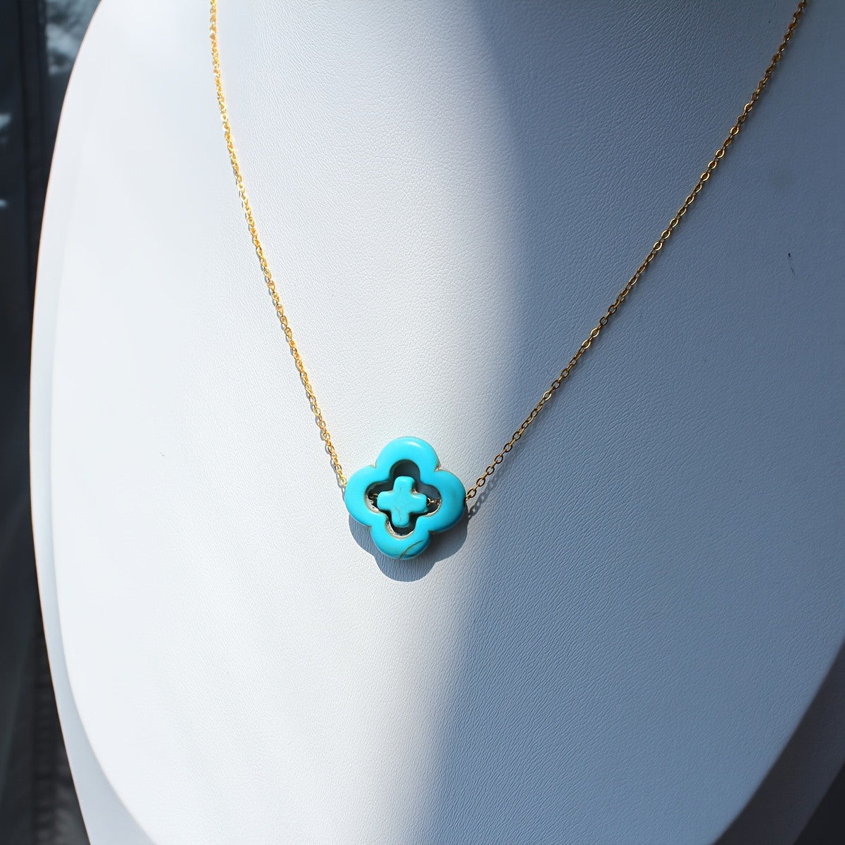 Turquoise Cross Clover Necklace