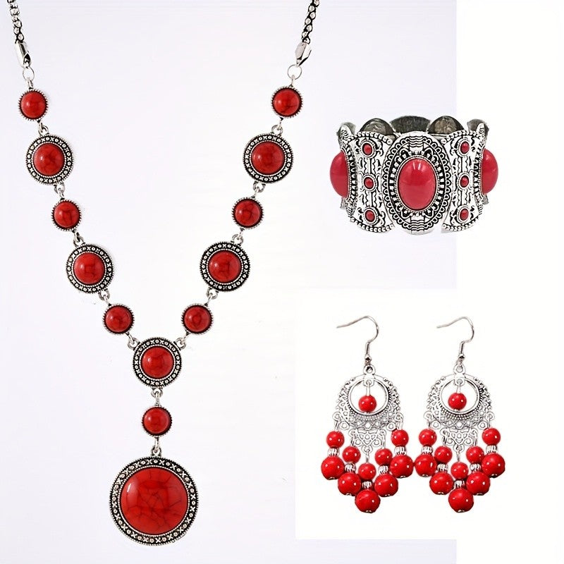 Pink Stone Jewelry Set