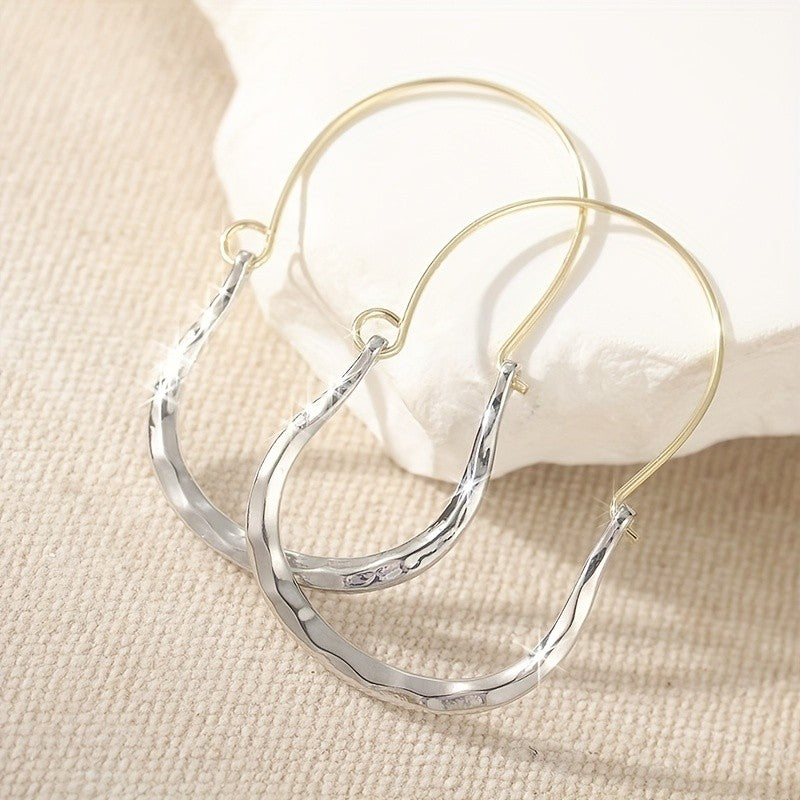 Hammered Two-Tone Hoop Earrings