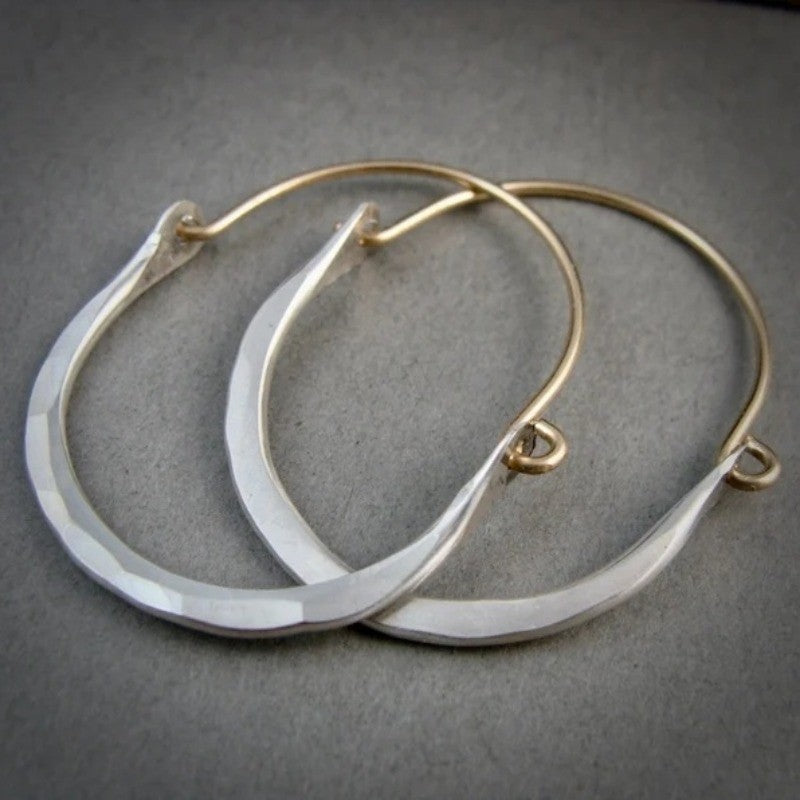 Hammered Two-Tone Hoop Earrings