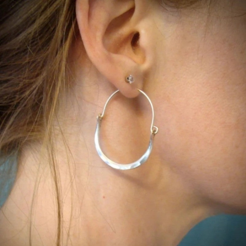 Hammered Two-Tone Hoop Earrings