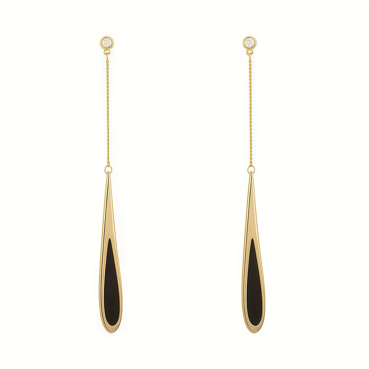 Black Teardrop Dangle Earrings