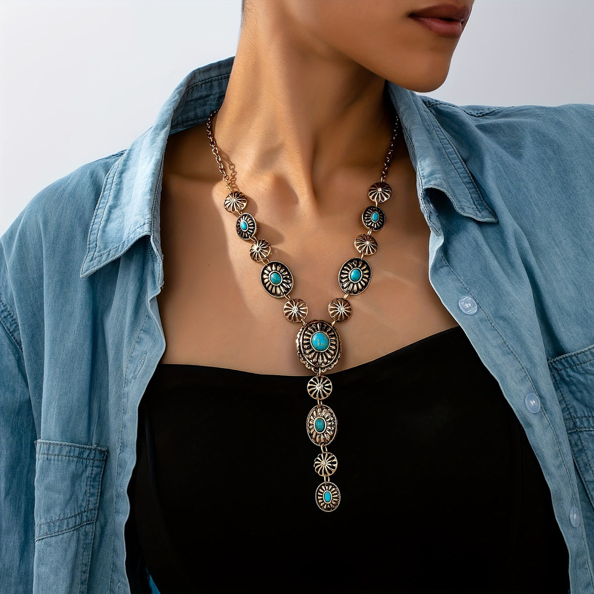 Turquoise Sunburst Statement Necklace