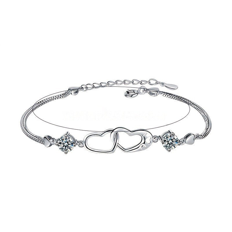 Interlocking Heart Crystal Bracelet