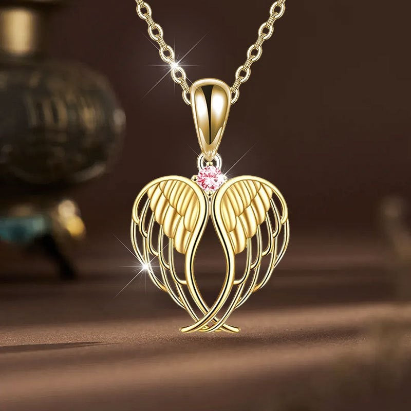 Angel Wings Heart Necklace