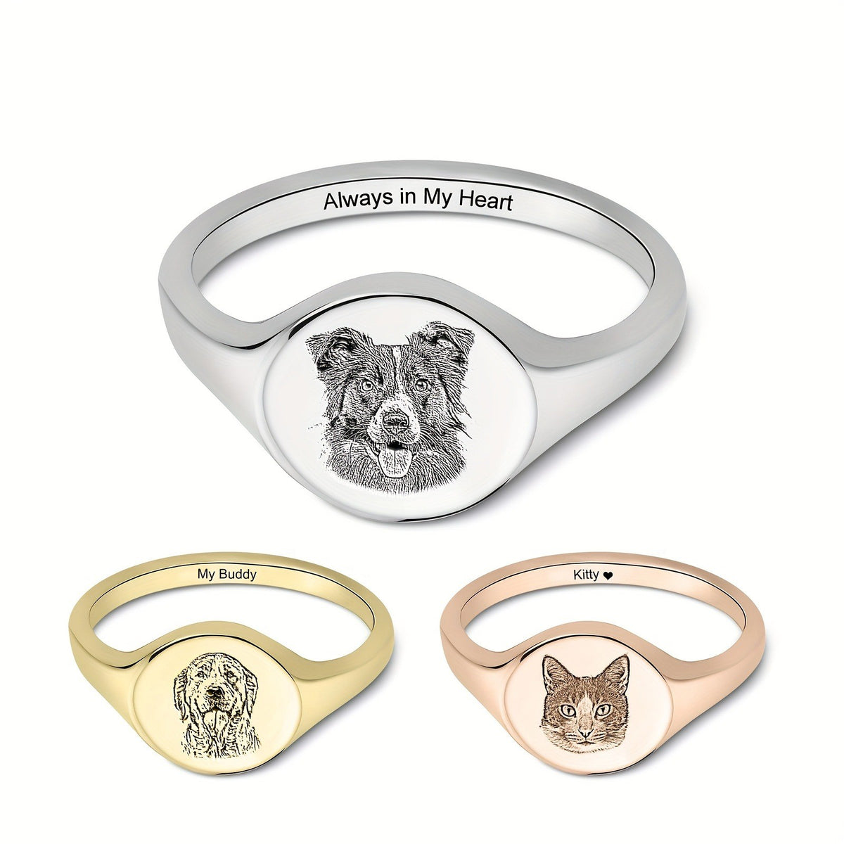 Custom Pet Photo Signet Ring