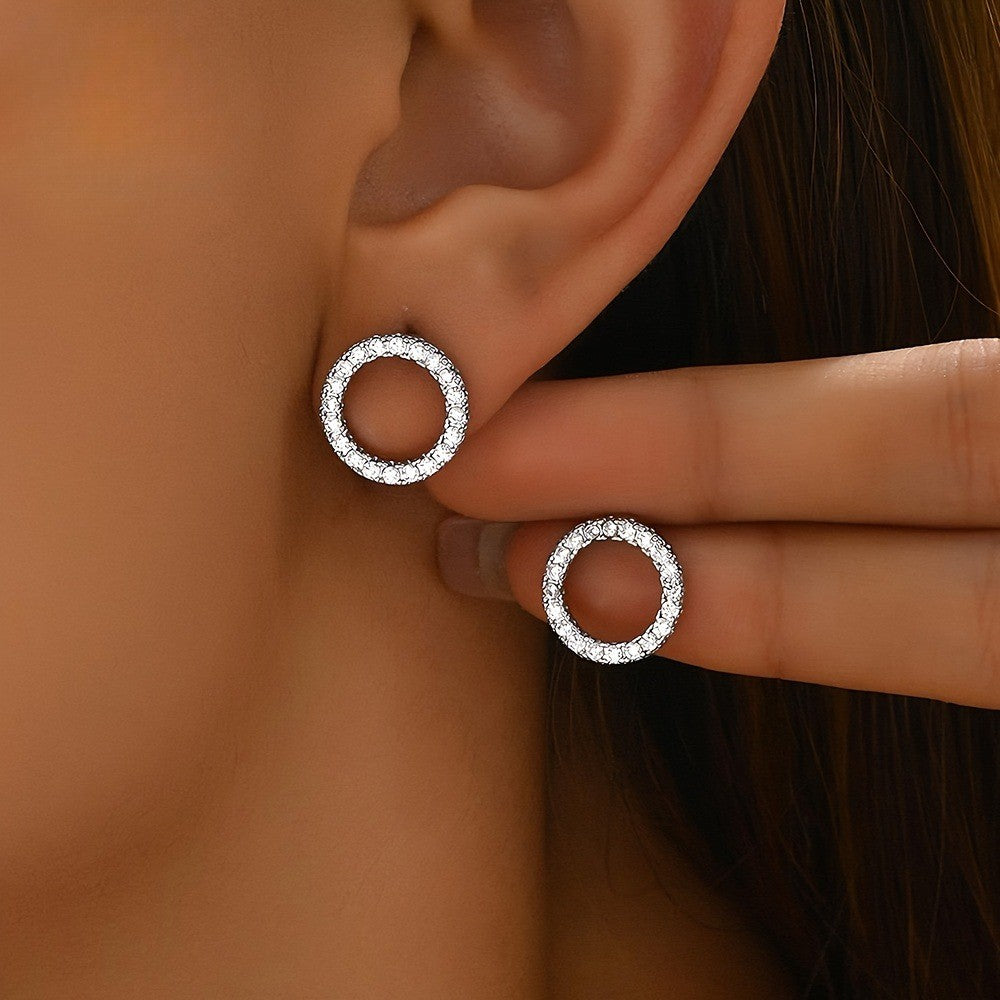 Crystal Pave Hoop Stud Earrings