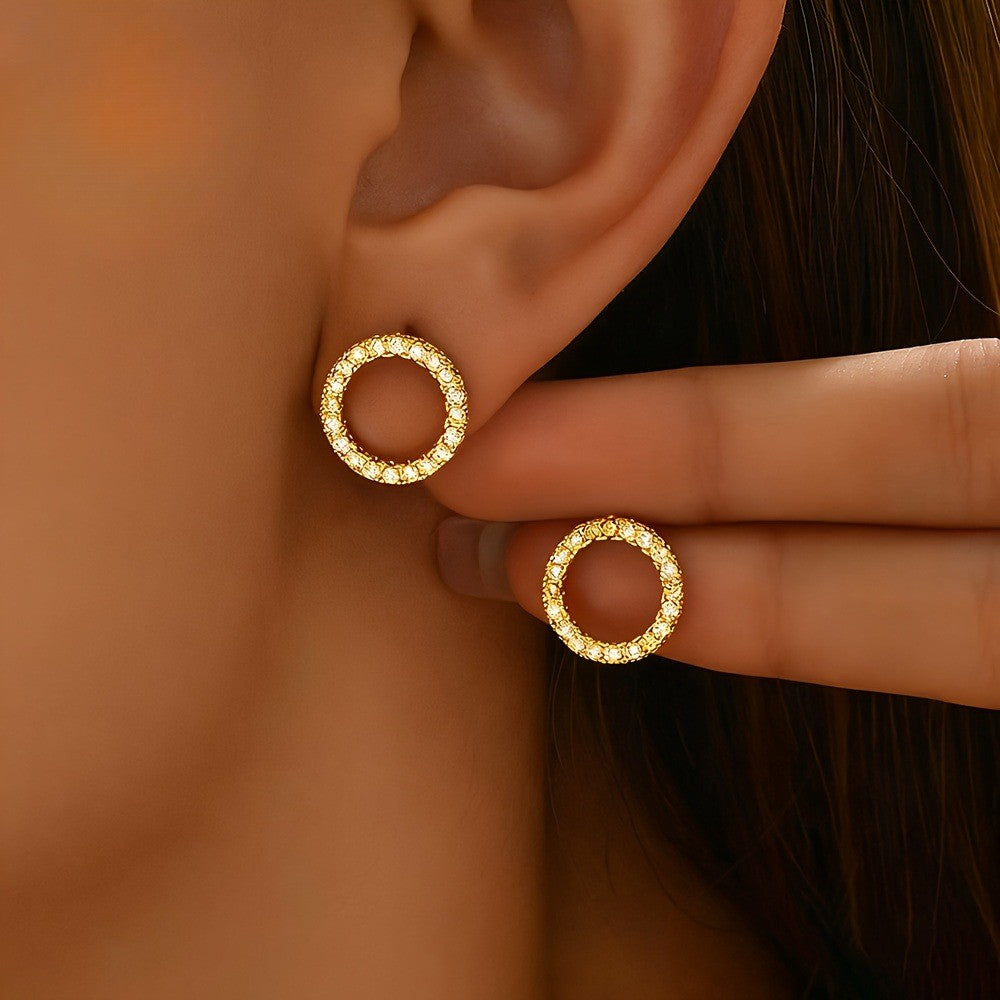 Crystal Pave Hoop Stud Earrings