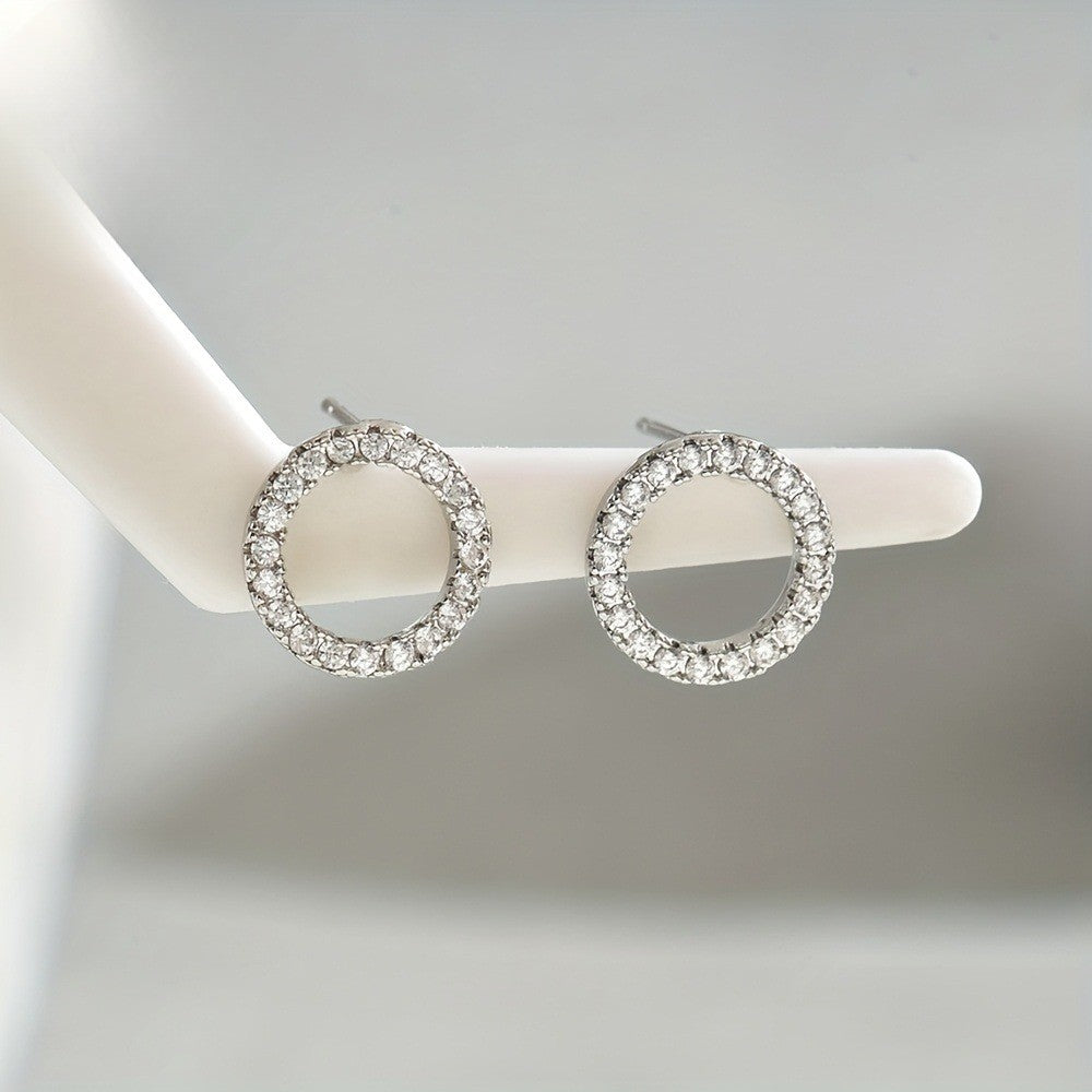 Crystal Pave Hoop Stud Earrings