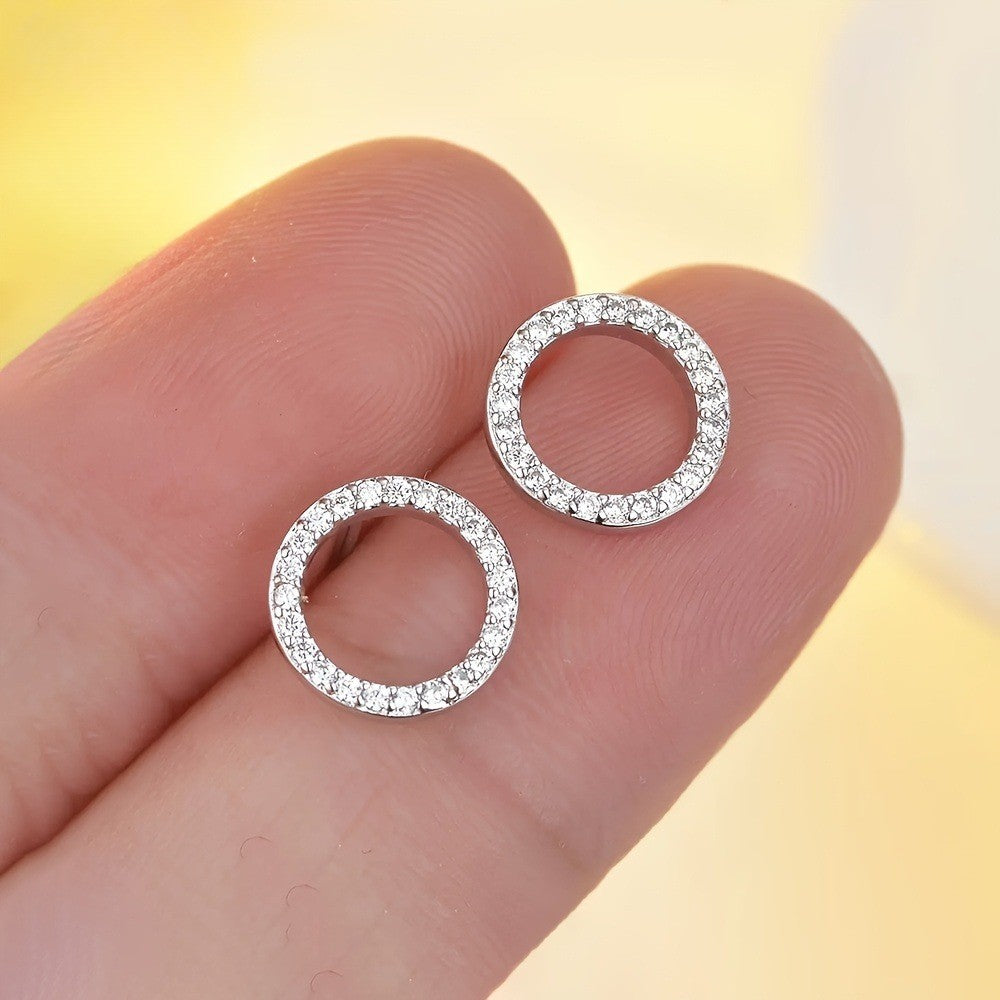 Crystal Pave Hoop Stud Earrings