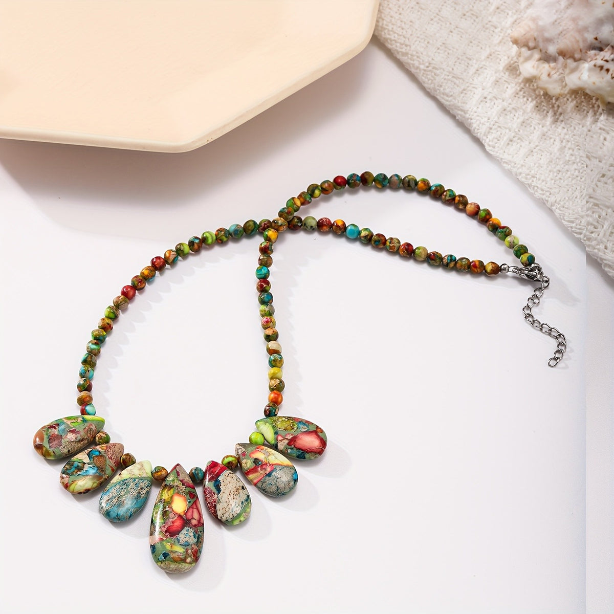 Colorful Mosaic Pebble Necklace