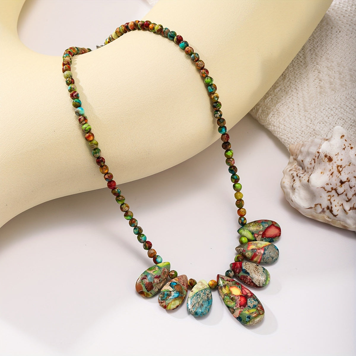 Colorful Mosaic Pebble Necklace