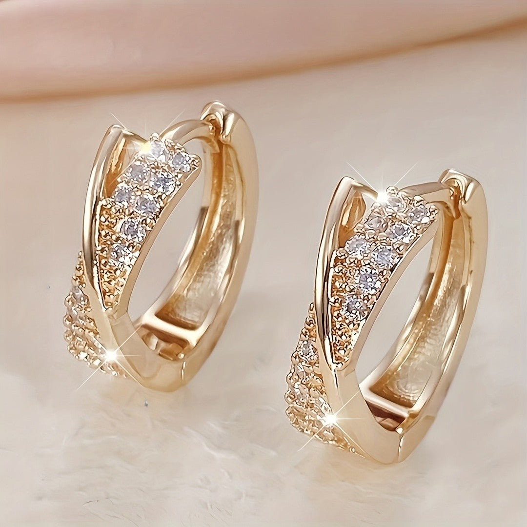 Curved Crystal Hoop Earrings