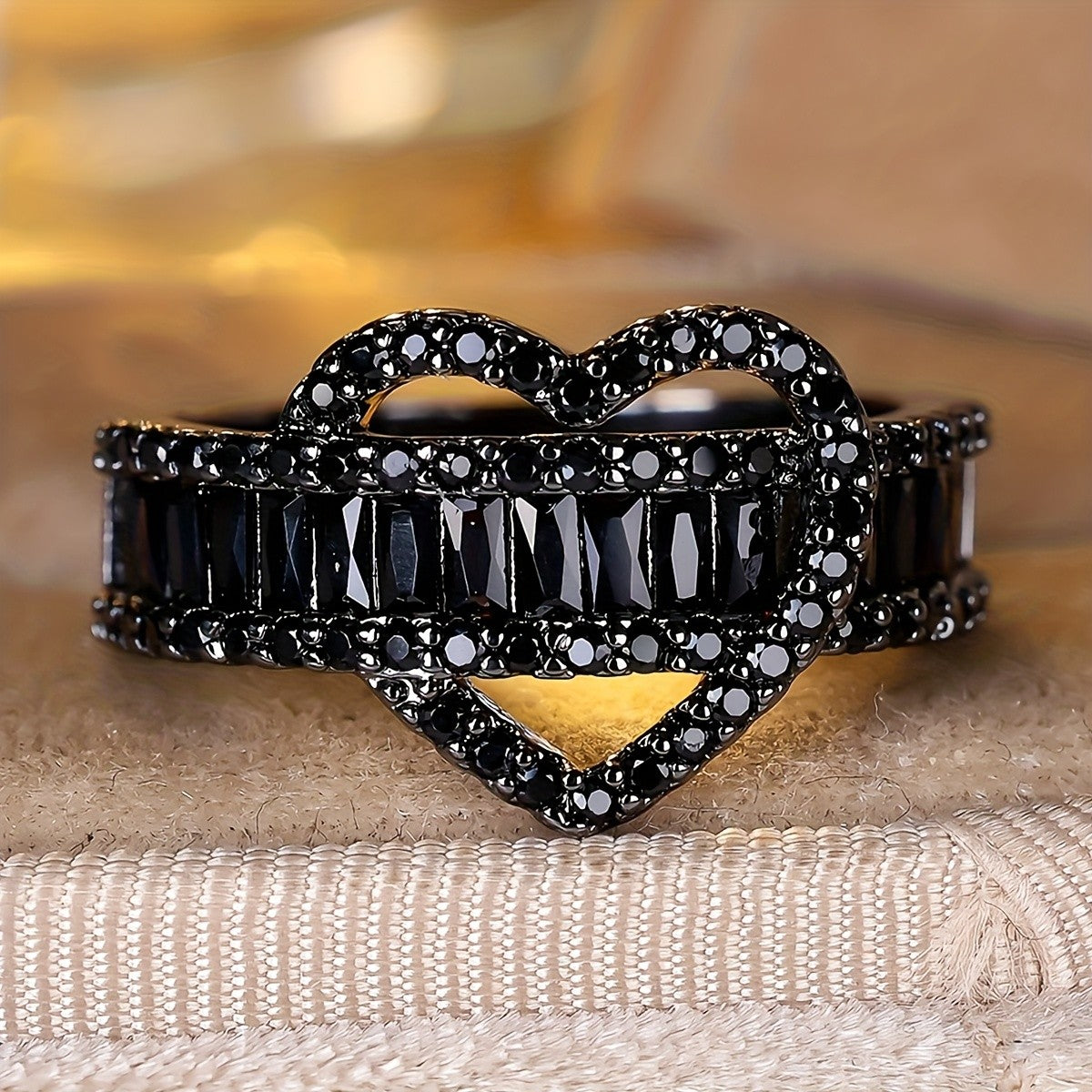 Black Zircon Heart Ring