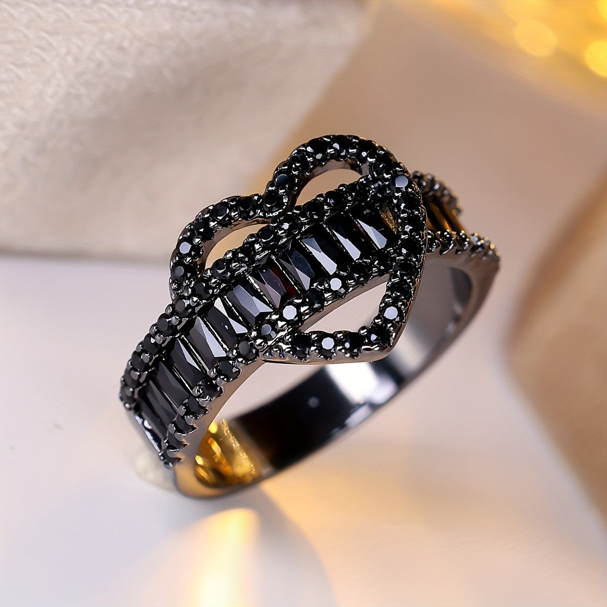 Black Zircon Heart Ring