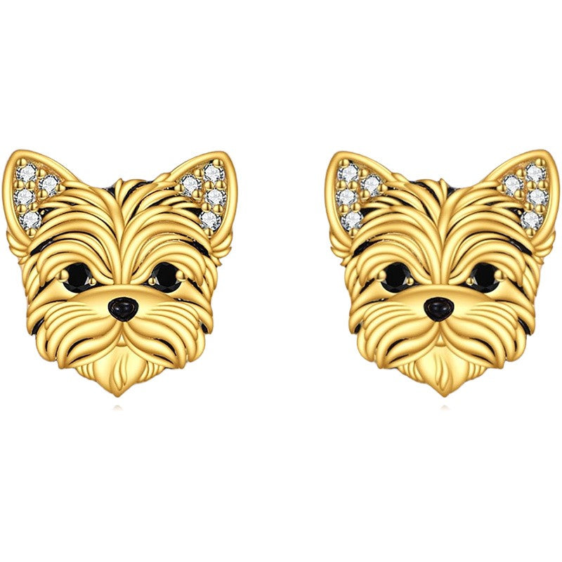 Yorkie Crystal Stud Earrings