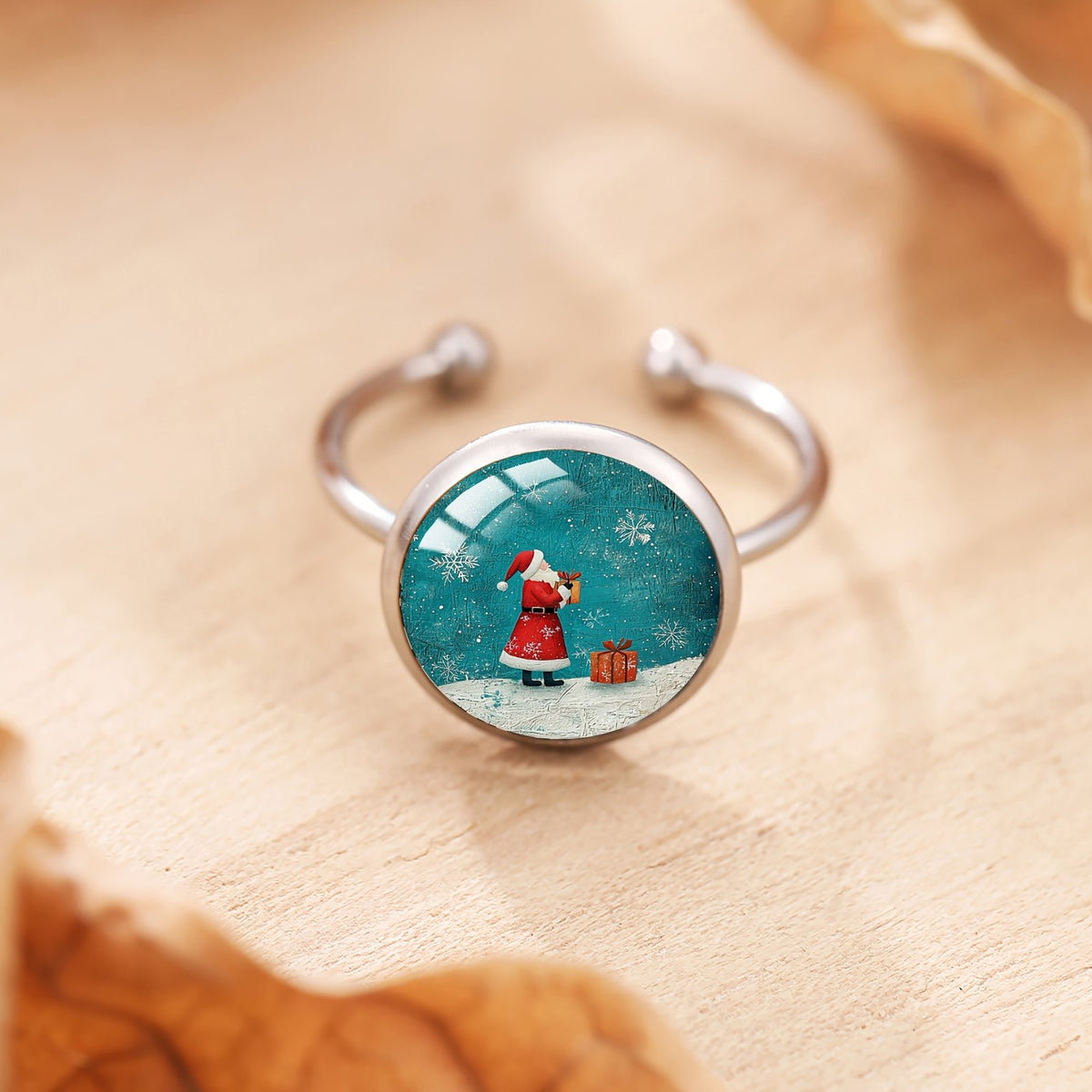 Santa Claus Snow Globe Ring