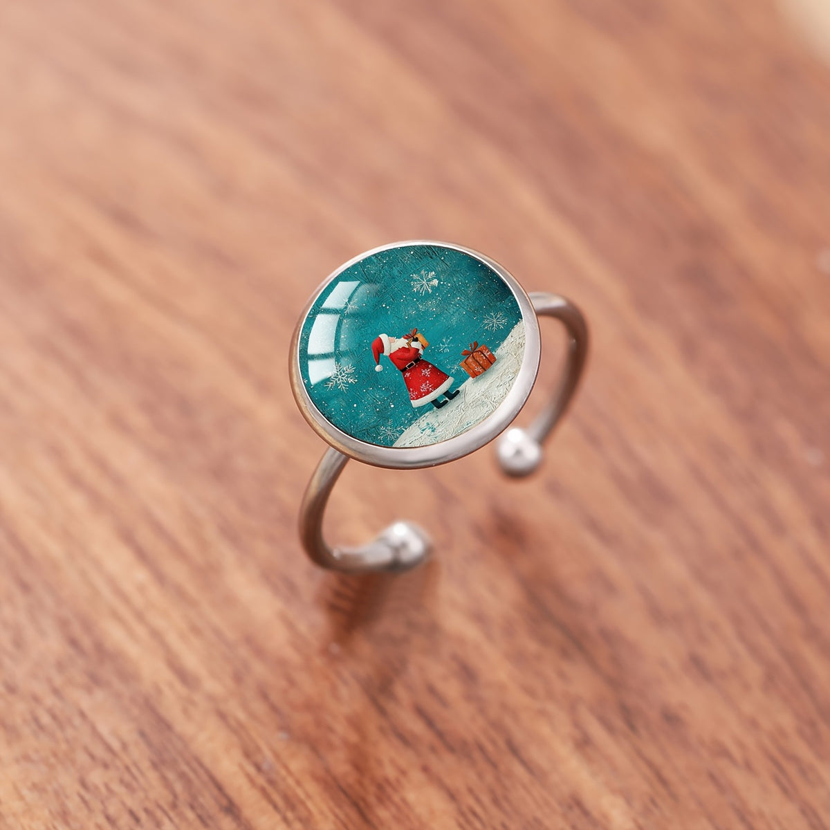 Santa Claus Snow Globe Ring