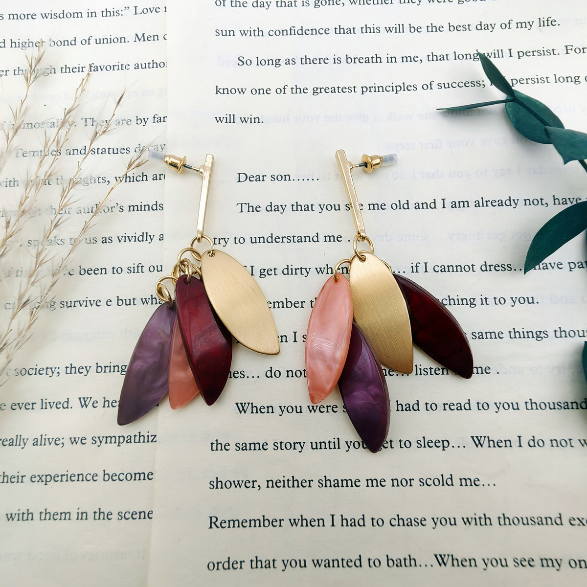 Colorful Leaf Drop Earrings