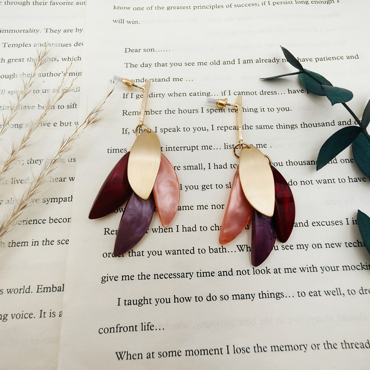 Colorful Leaf Drop Earrings