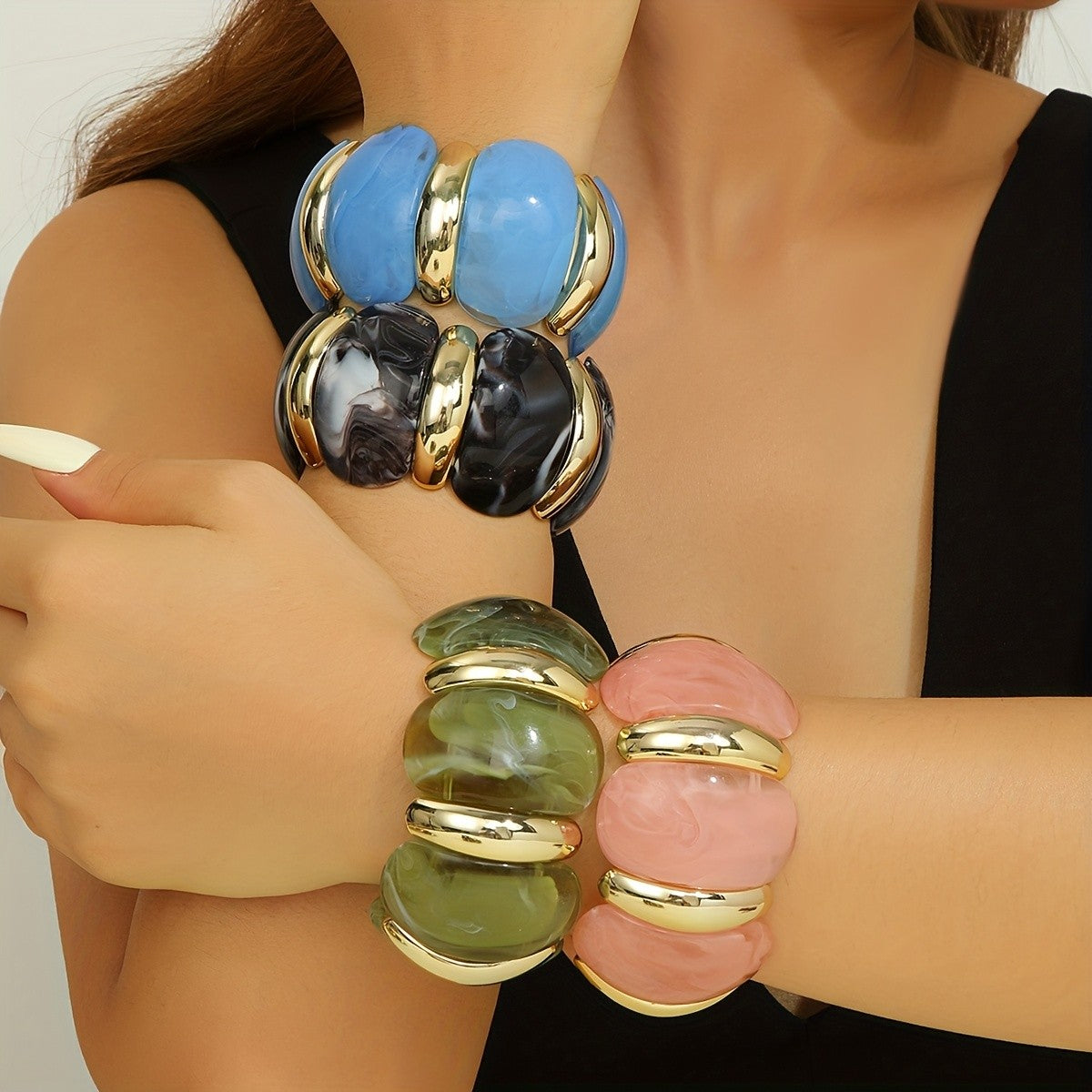 Marbled Acrylic Statement Bracelet