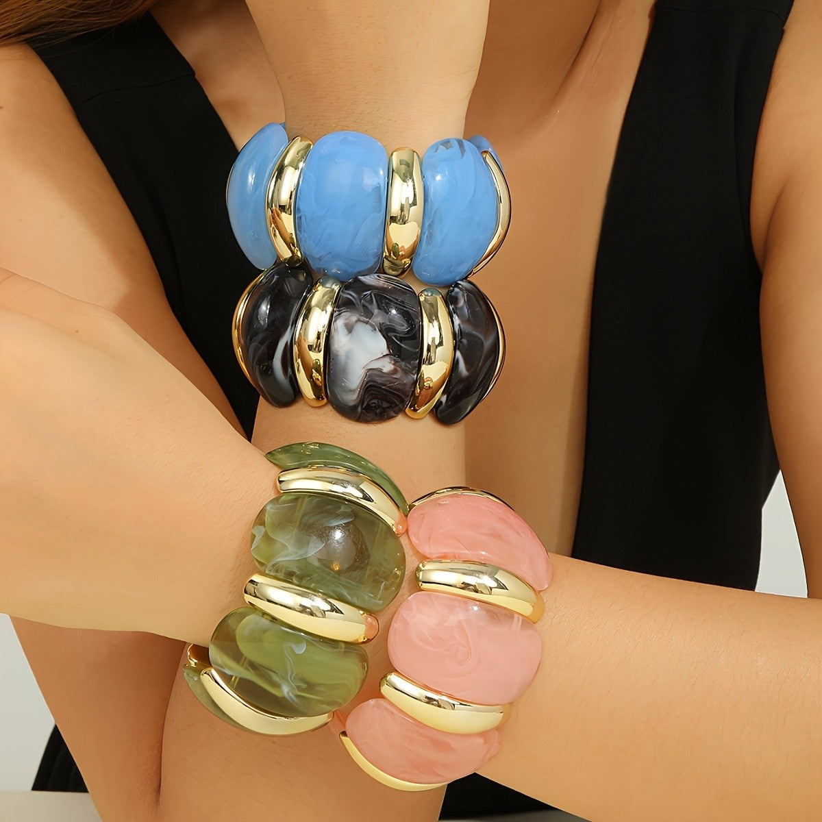 Marbled Acrylic Statement Bracelet