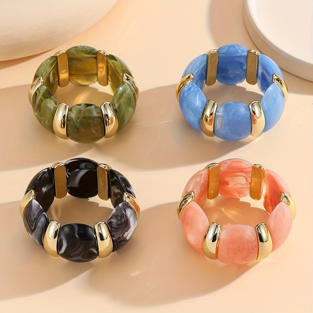 Marbled Acrylic Statement Bracelet