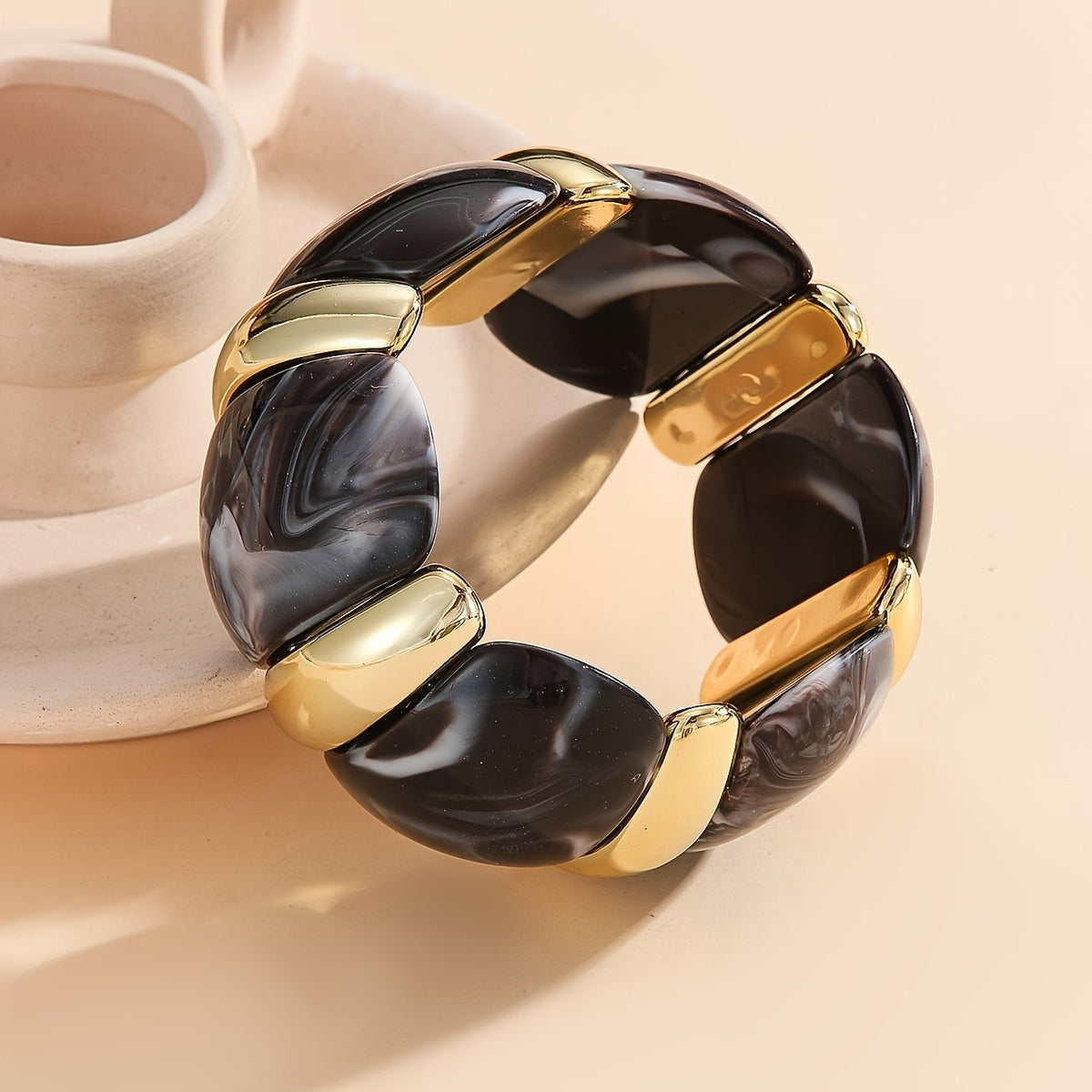 Marbled Acrylic Statement Bracelet