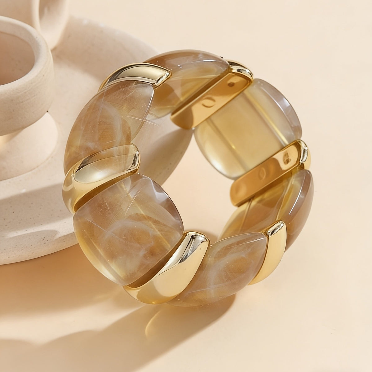 Marbled Acrylic Statement Bracelet