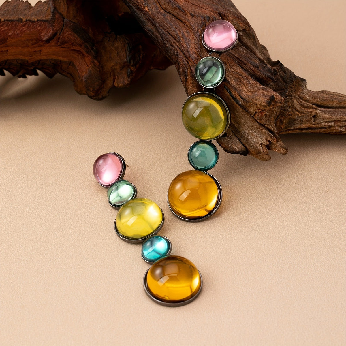 Multicolor Acrylic Disc Drop Earrings