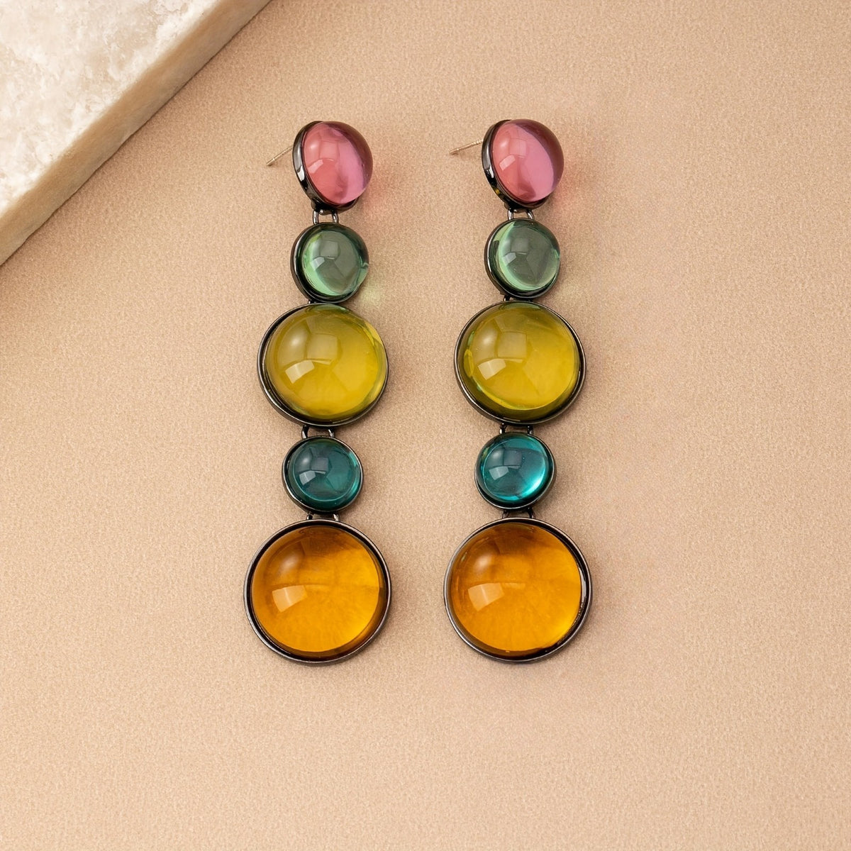 Multicolor Acrylic Disc Drop Earrings