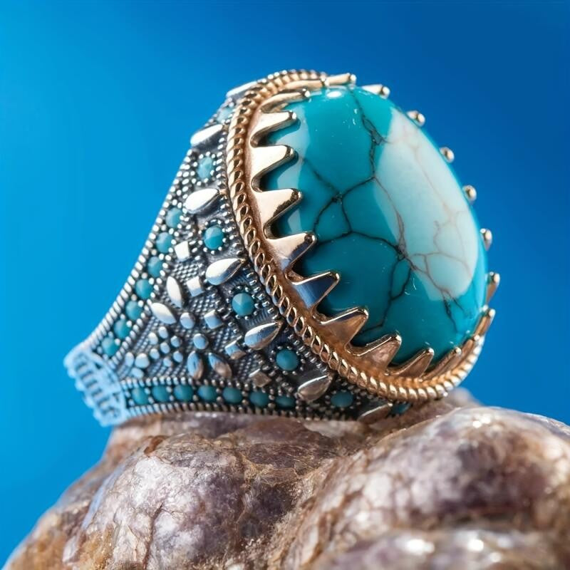 Turquoise Sunburst Statement Ring