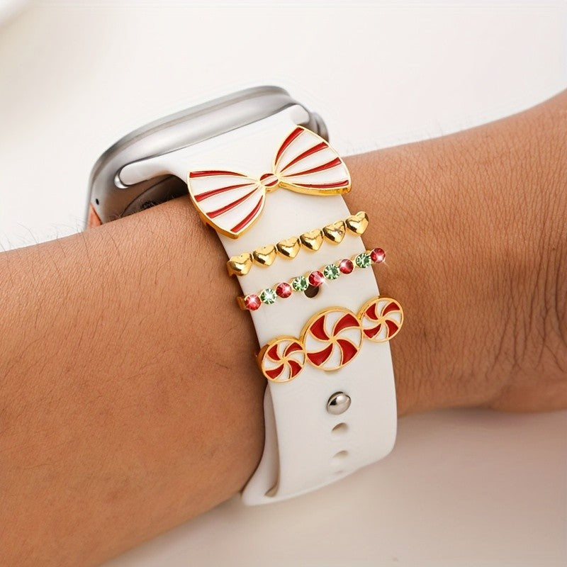 Holiday Bow & Candy Watch Charm Set
