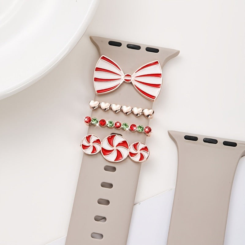 Holiday Bow & Candy Watch Charm Set