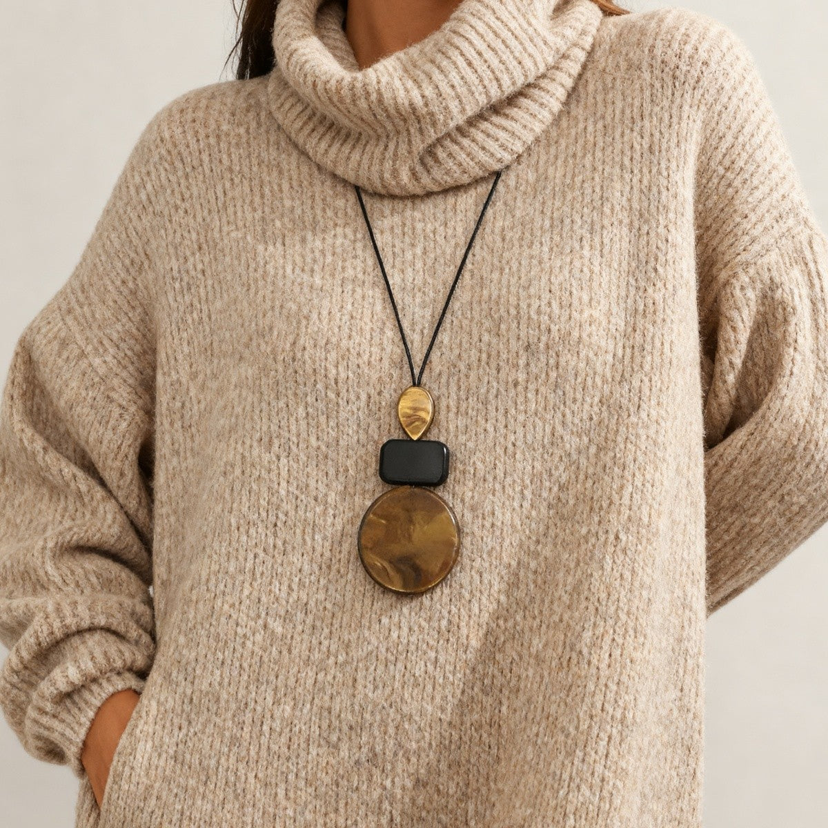 Marbled Resin Geometric Necklace