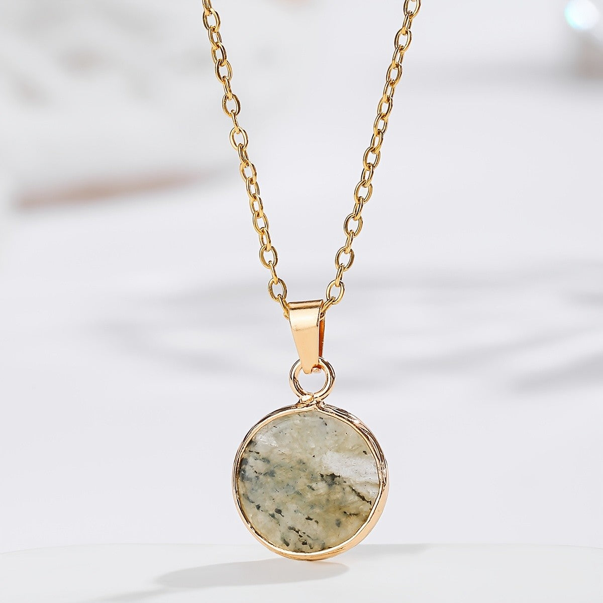 Assorted Stone Disc Necklace