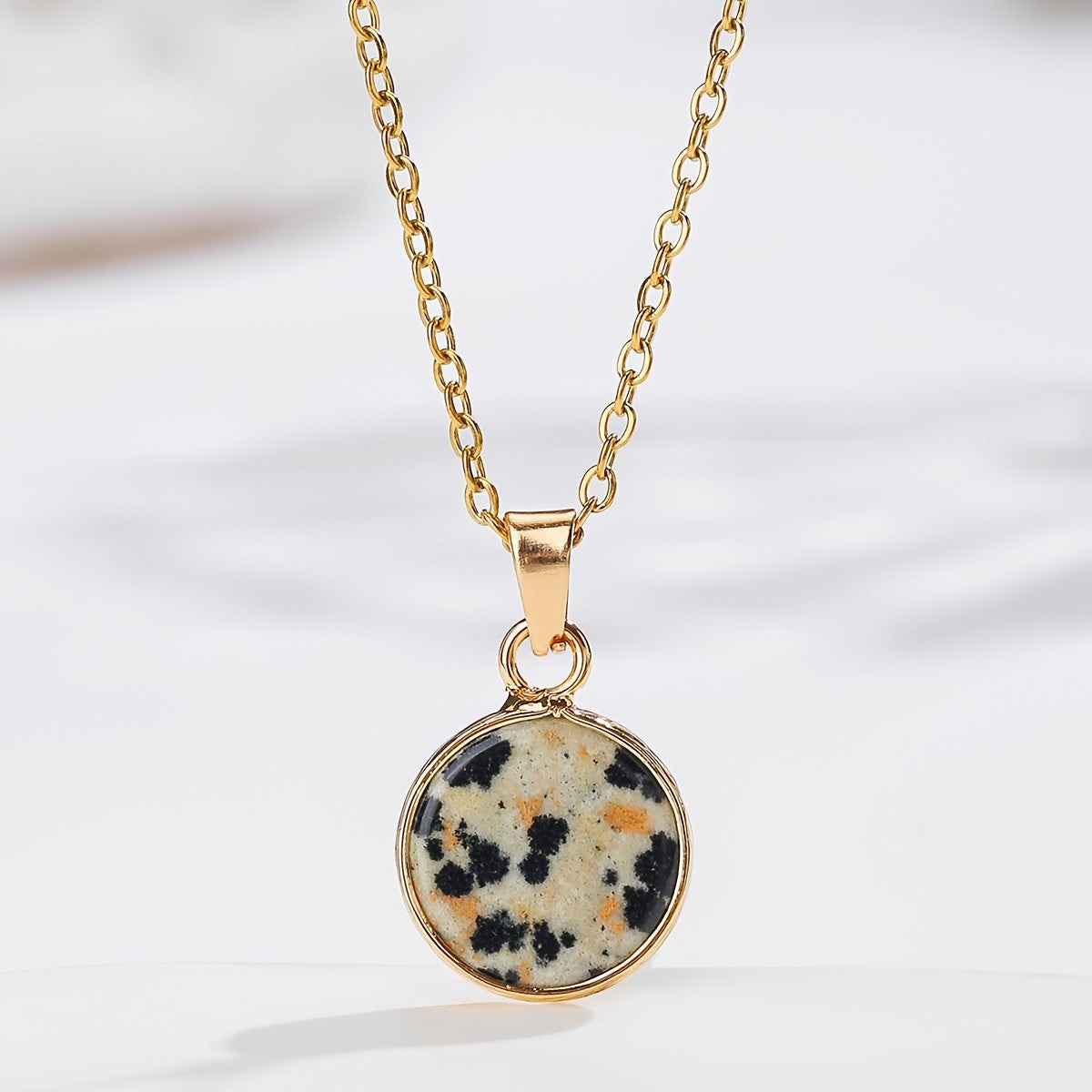 Assorted Stone Disc Necklace