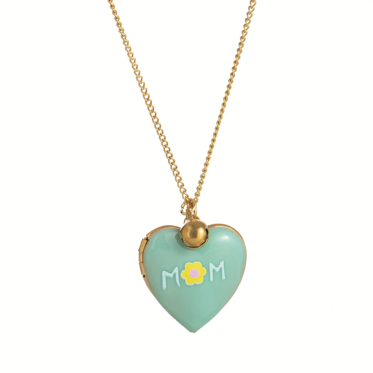 Enamel Mom Heart Locket Necklace