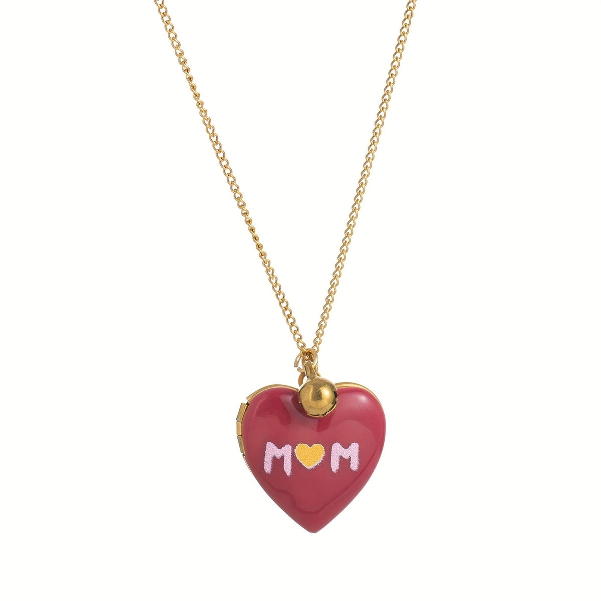 Enamel Mom Heart Locket Necklace