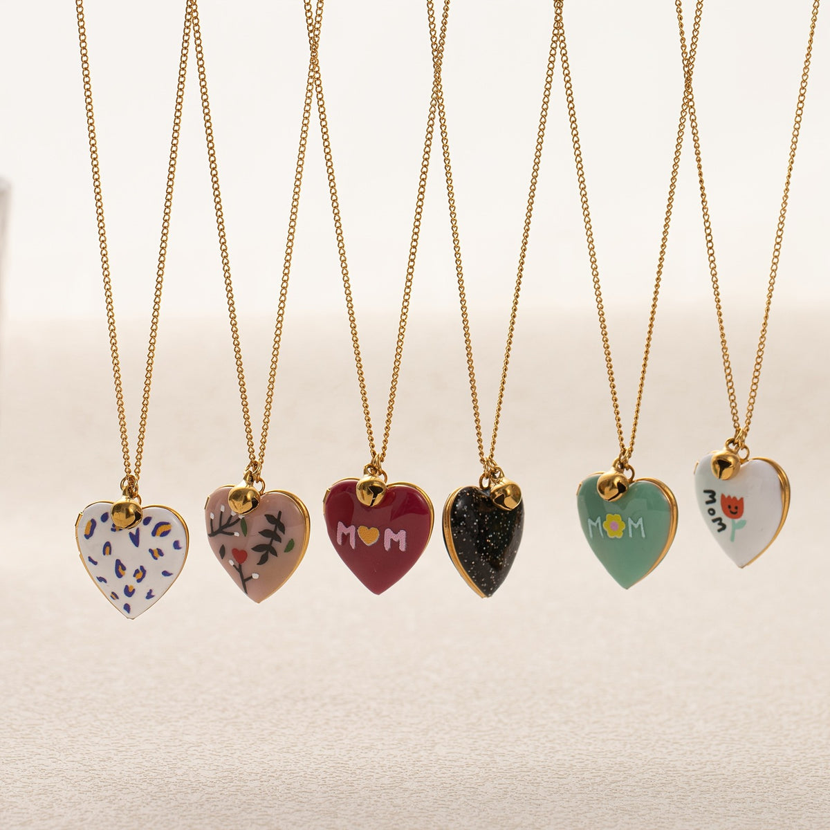 Enamel Mom Heart Locket Necklace
