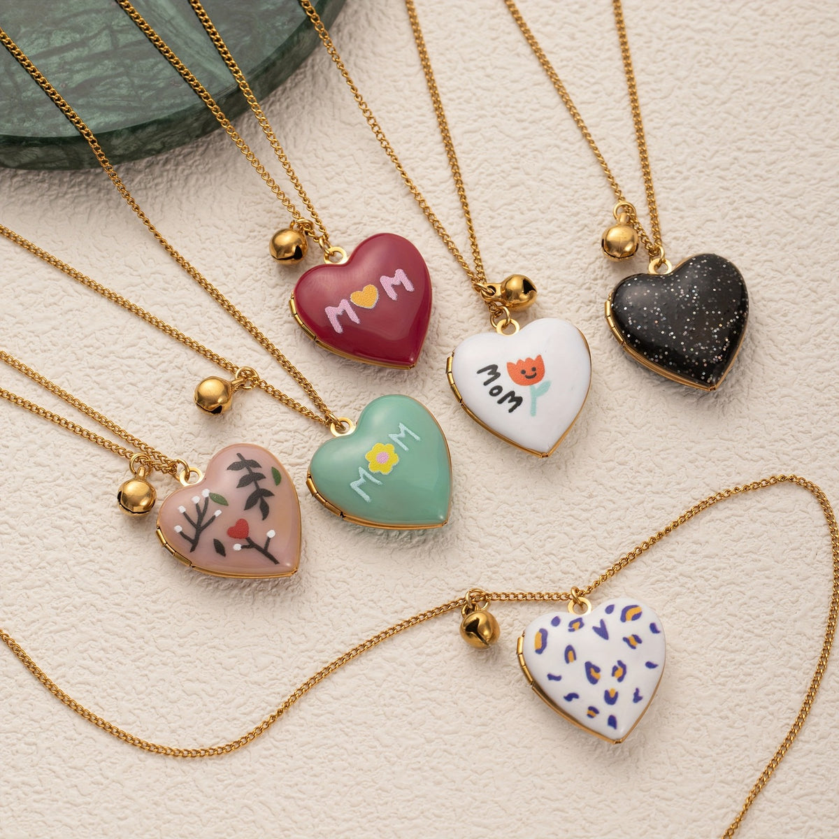 Enamel Mom Heart Locket Necklace
