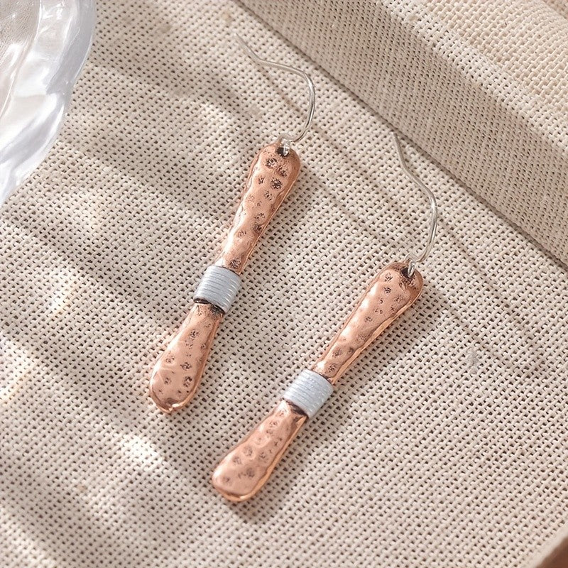 Hammered Copper Bar Earrings
