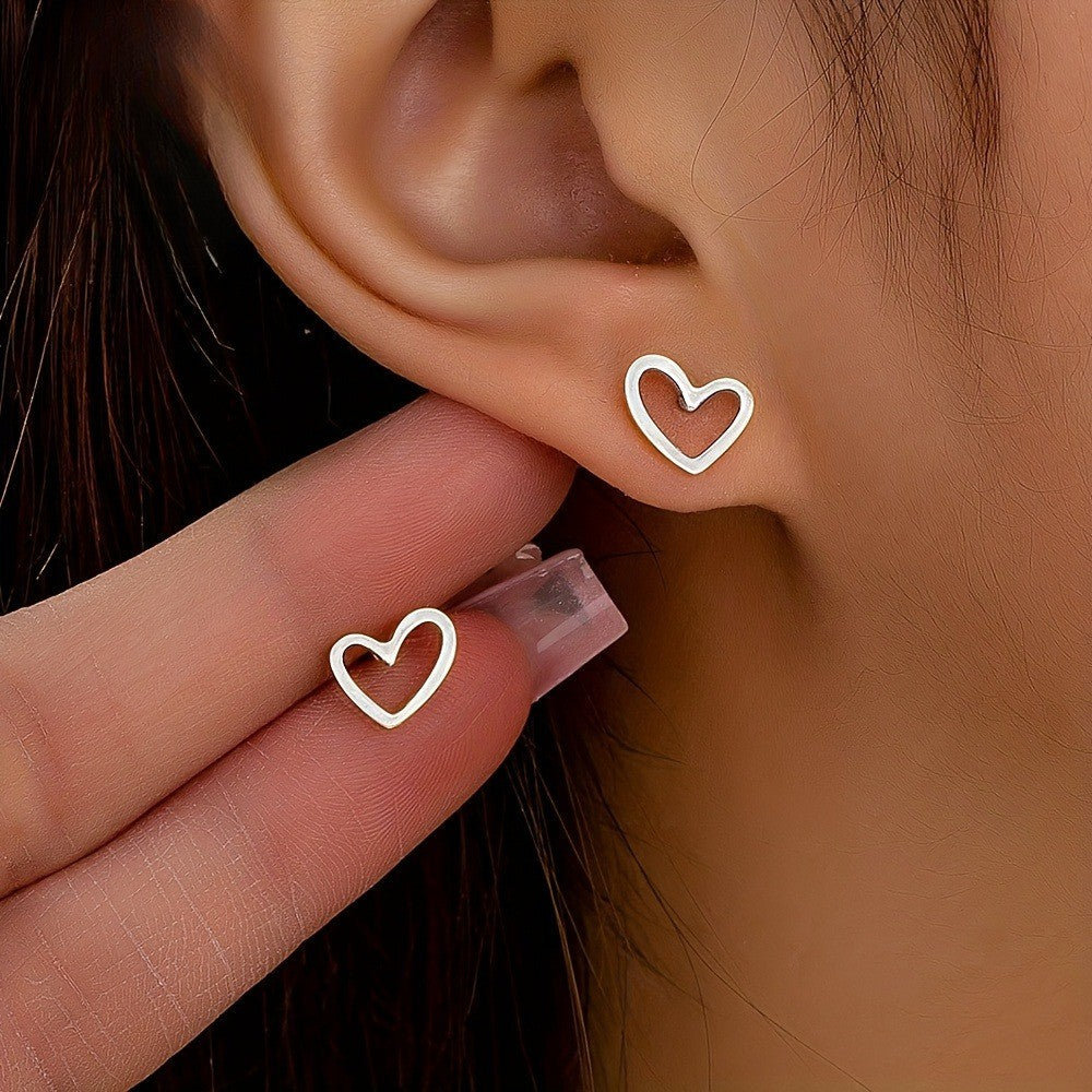 Gold-Tone Open Heart Stud Earrings